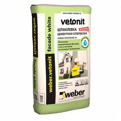 Цементная шпаклевка супербелая фасадная weber.vetonit JS Plus