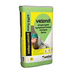 Штукатурка гипсовая суперпластичная белая weber.vetonit easy gyps